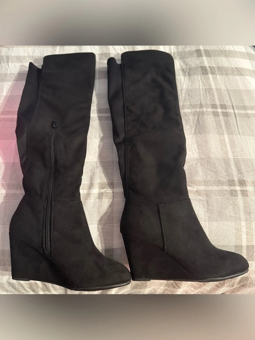 Chinese Laundry Women's Black Wedge Knee-High Boots NEW